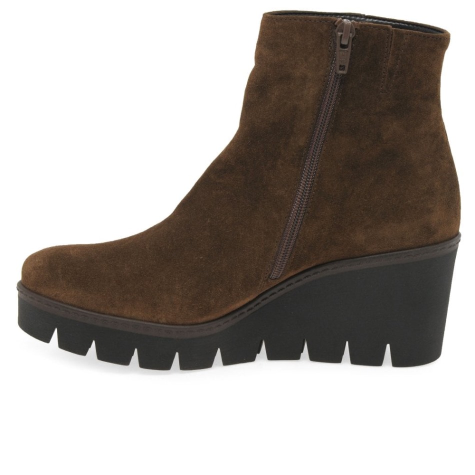 Gabour | Bottines Exclusives à Talons Compensés épais En Daim Whisky Utopia Pour Femmes